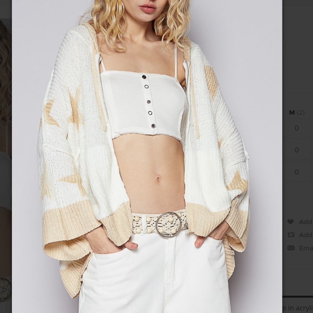 POL Cream & Beige Star Knit Open Cardigan